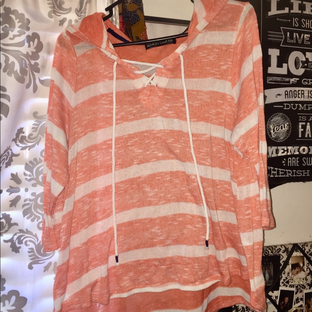 Sheer high/low peach shirt